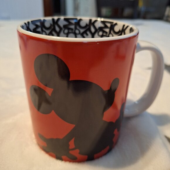 Disney Parks Mickey Mouse Gosh Silhouette Mug Red & Black Coffee Tea Mug Cup‎ - Picture 1 of 5